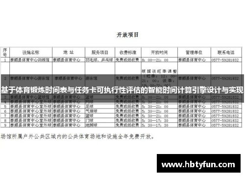 基于体育锻炼时间表与任务卡可执行性评估的智能时间计算引擎设计与实现